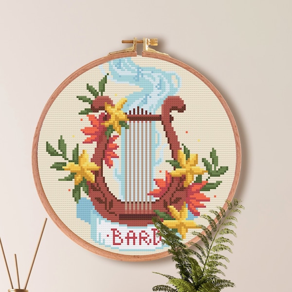 Bard Class Cross Stitch Pattern , Game RPG Cross Stitch , DnD Cross Stitch , Music Cross Stitch , Fantasy Cross Stitch PDF Chart