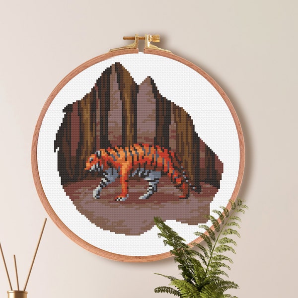 Tiger within a Tiger Cross Stitch Pattern, Animal Silhouette Cross Stitch Pattern , Beginner Embroidery , point de croix King Of The Jungle