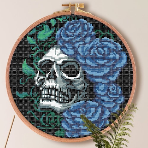 Cross Stitch Gothic Cross Stitch Pattern Digital Download PDF Red Skull ...