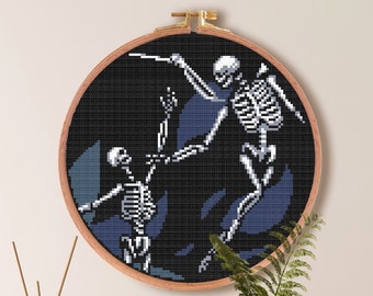 Skeleton Angel Cross Stitch Pattern | Goth Cross Stitch Pattern | Skeleton Cross Stitch Pattern | Easy Simple Cross Stitch Download PDF