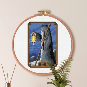 The Hermit Cross Stitch Pattern , Tarot Card Cross Stitch Pattern , Easy Cross Stitch Pattern For Beginners
