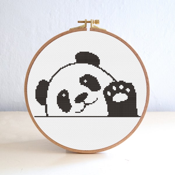 Panda Peeking Cross Stitch Pattern Set |  Cute Animal Embroidery Pattern | Funny Cross Stitch | Simple Easy Stitch | Boston Terrier Pattern