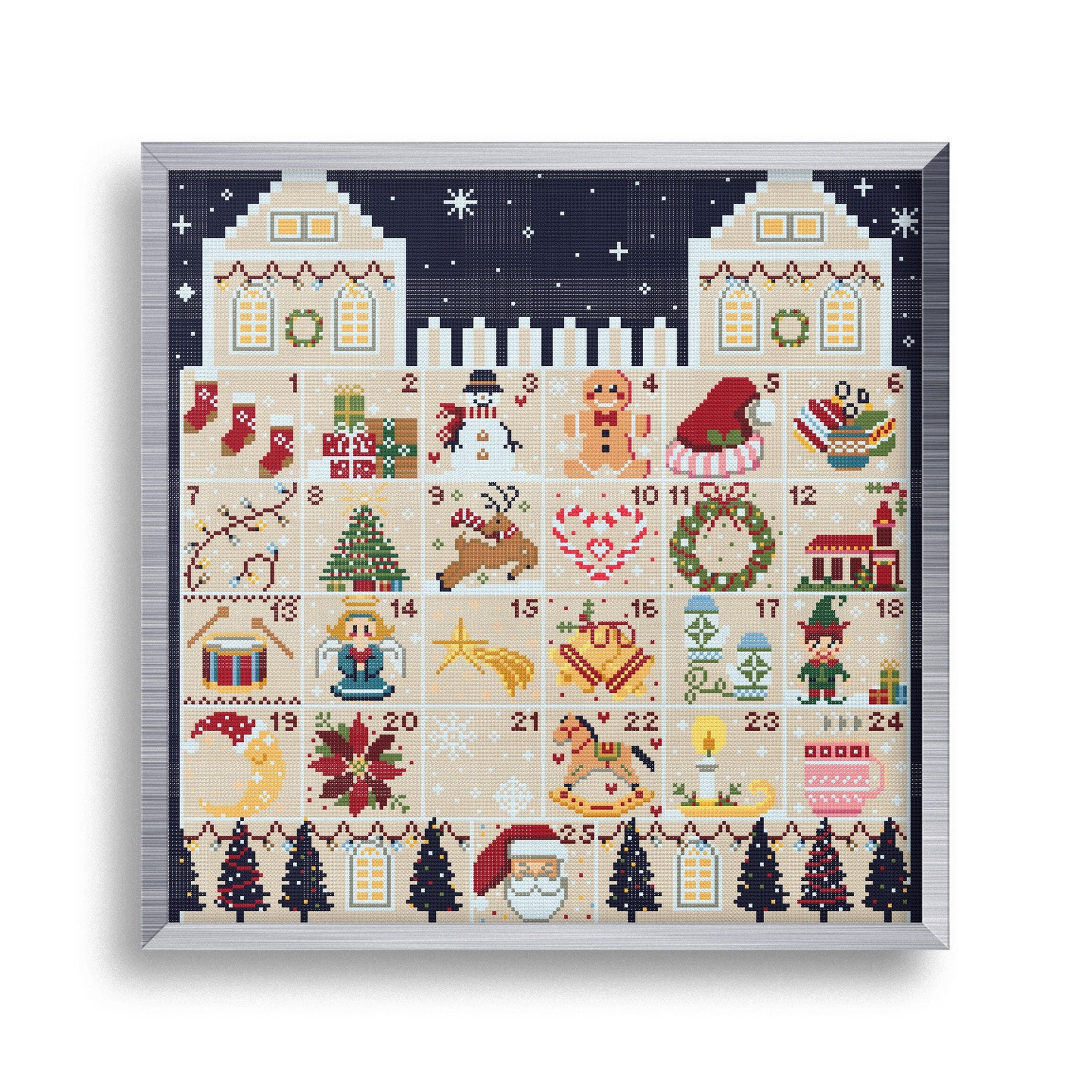 Christmas Advent Calendar Cross Stitch Pattern Winter Advent Etsy