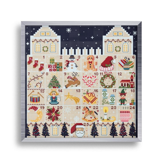 Advent calendar cross stitch PDF pattern Winter cross stitch