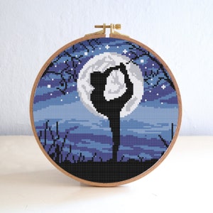 Dancer Moon Cross Stitch Pattern , Nature Easy Cross Stitch Pattern , Cross Stitch Nursery Decor , Sky Night Stars Cross Stitch