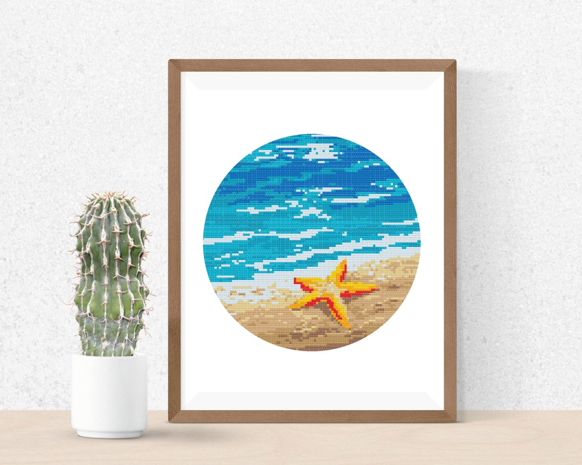 Sea Star Cross Stitch Pattern , Beach Ocean Cross Stitch Pattern , Roud ...