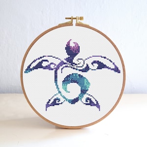 Schildpad silhouet Cross Stitch patroon, Galaxy Moon Stars Cross Stitch patroon, Ocean Fish kwekerij borduurwerk, Sea Animal point de croix