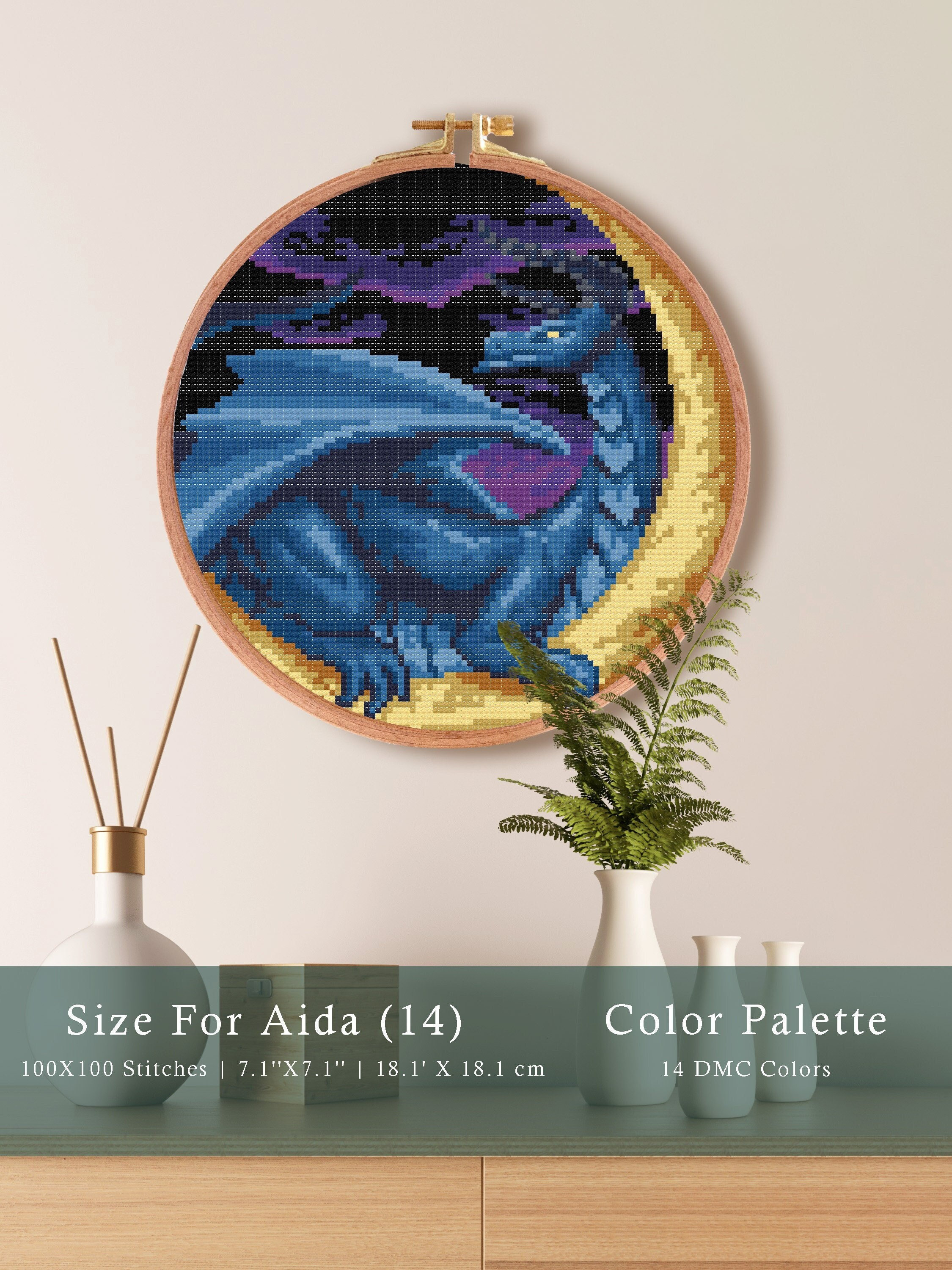 Dragon On The Moon Cross Stitch Pattern Dragon Anime Cross Etsy Israel