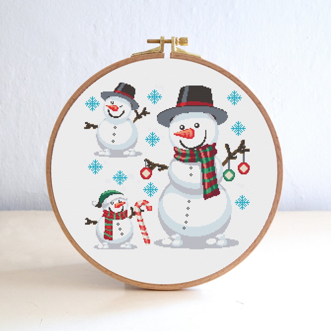 Snowman Cross Stitch Pattern Holiday Christmas Pattern Etsy