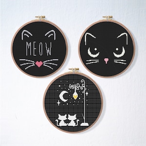 Cats Cross Stitch Pattern Set | Animal Pattern | Cute Roud Embroidery PDF Pattern | Funny Cross Stitch Pattern | Cat Easy Cross Stitch