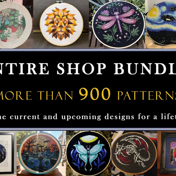 Entire Shop 900 Plus Cross Stitch Patterns Set - Cross Stitch Mega Bundle - Life Time Access to All of the Current and Future Patterns