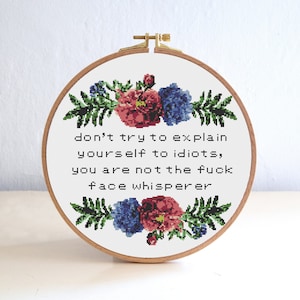 No intentes explicarte, bordado subversivo divertido, palabras sarcásticas para adultos punto de cruz, citas de oficina de trabajo patrón de punto de cruz