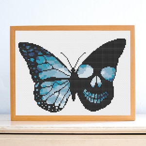 Butterfly Skull Cross Stitch Pattern | Skeleton Pattern | Animal Roud Embroidery PDF Pattern | Goth Cross Stitch Pattern | Galaxy Pattern