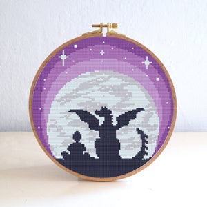 Dragon Cross Stitch Pattern, Fairy Tail Embroidery Pattern , Silhouette Animal , Beginner Easy Cross Stitch Pattern, Baby Shower Kids Stitch