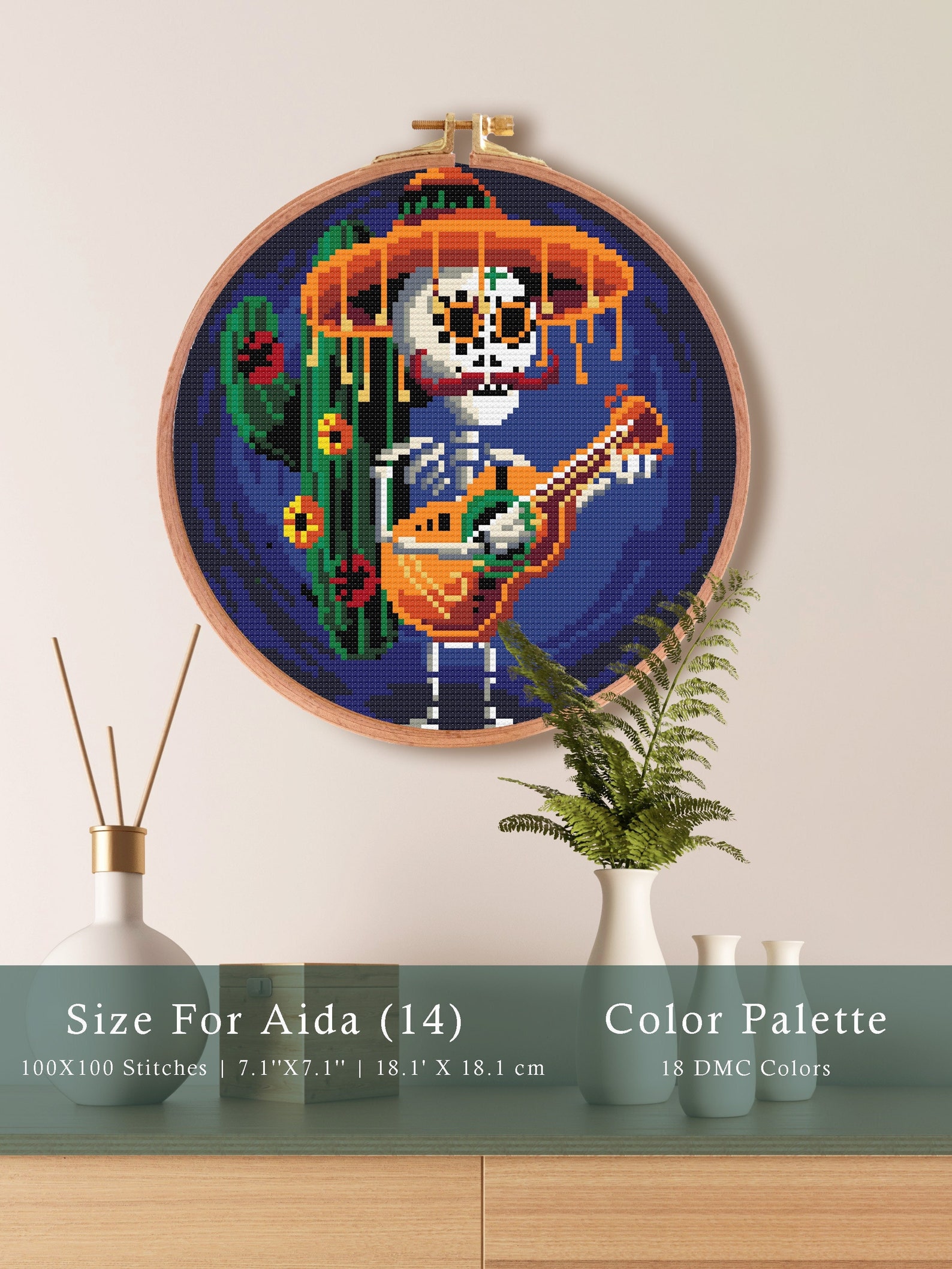 Sugar Skull Cross Stitch Pattern | Day of the Dead Cross Stitch Pattern ...