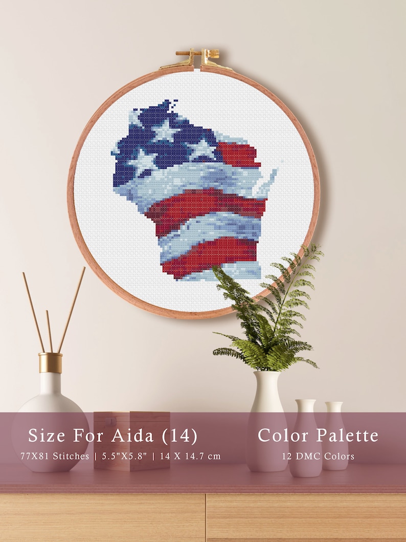 50 USA State Cross Stitch Pattern Set , United States Flag Cross Stitch ...