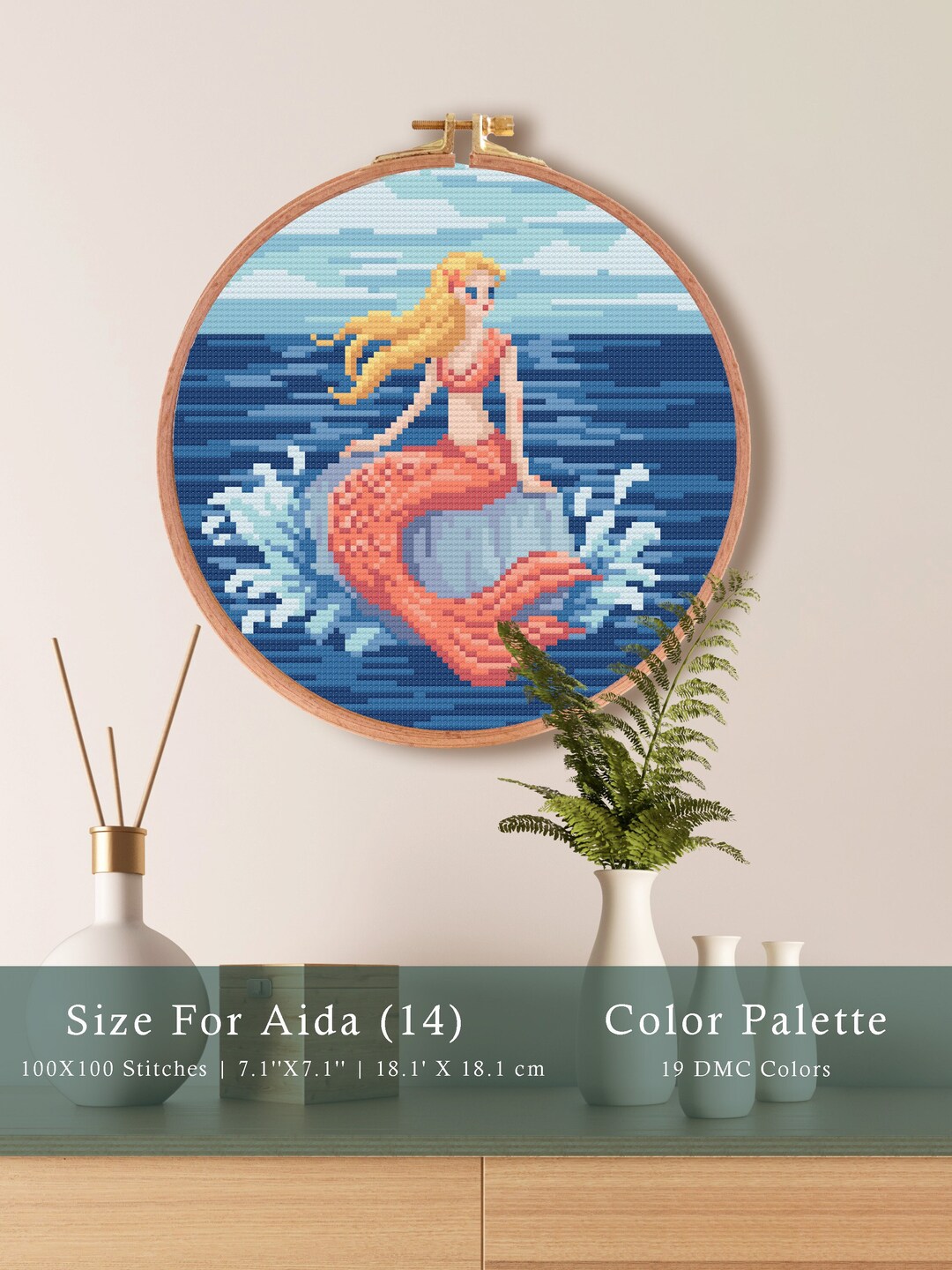Mermaid Cross Stitch Pattern Sea Cross Stitch Pattern Etsy 日本