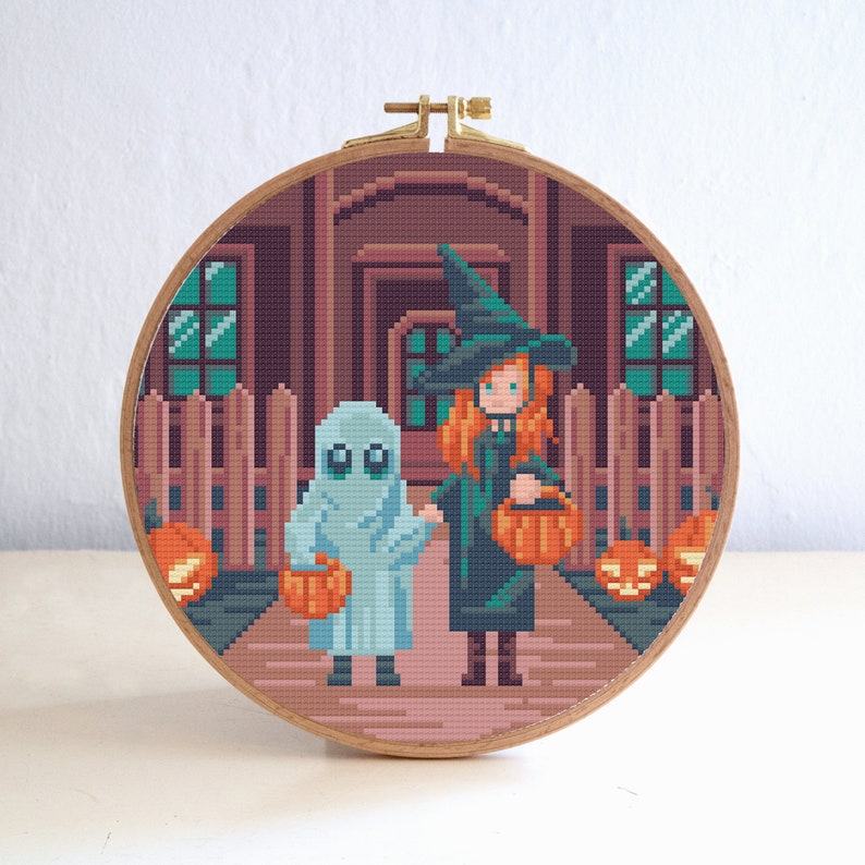 10 Halloween Cross Stitch Pattern Set Easy Withcy Ghosts - Etsy