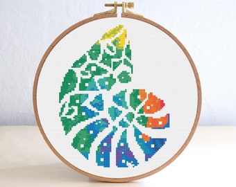 Sea Shell Cross Stitch Pattern , Beach Ocean Cross Stitch Pattern , Easy Embroidery PDF , Cross Stitch Mandala , Colorful Stitch Pattern
