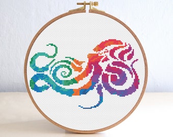 Watercolor Octopus Cross Stitch Pattern, Ocean Nursery Embroidery (Digital Download)