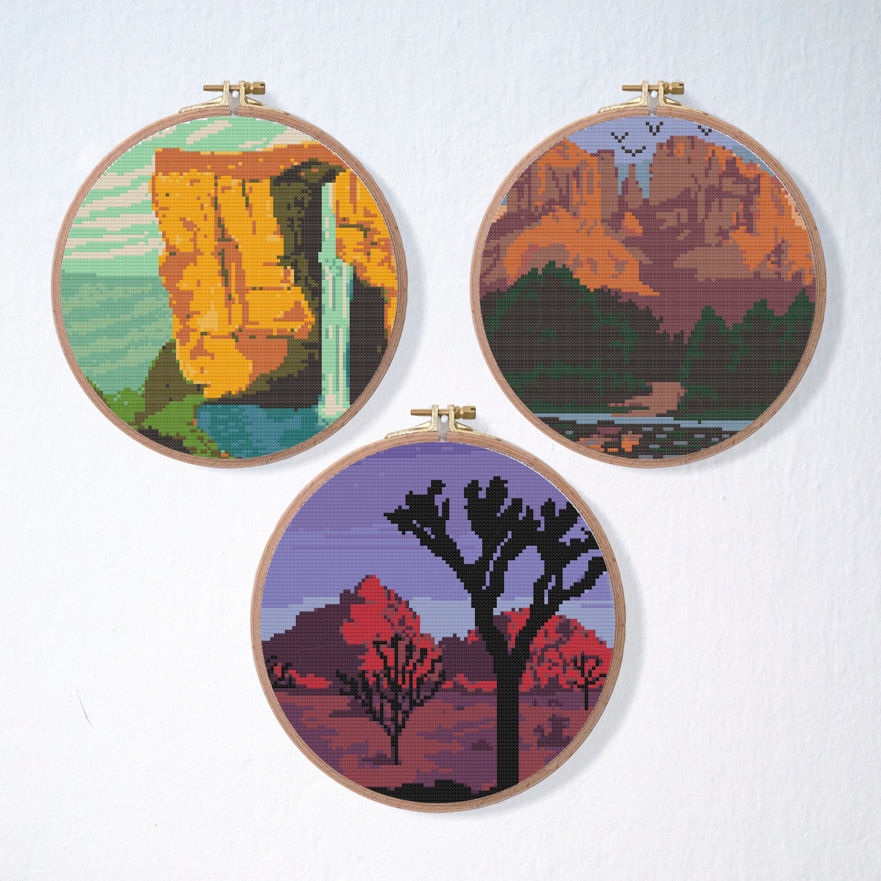 Mountain Cross Stitch Pattern Set Easy Landscape Embroidery - Etsy