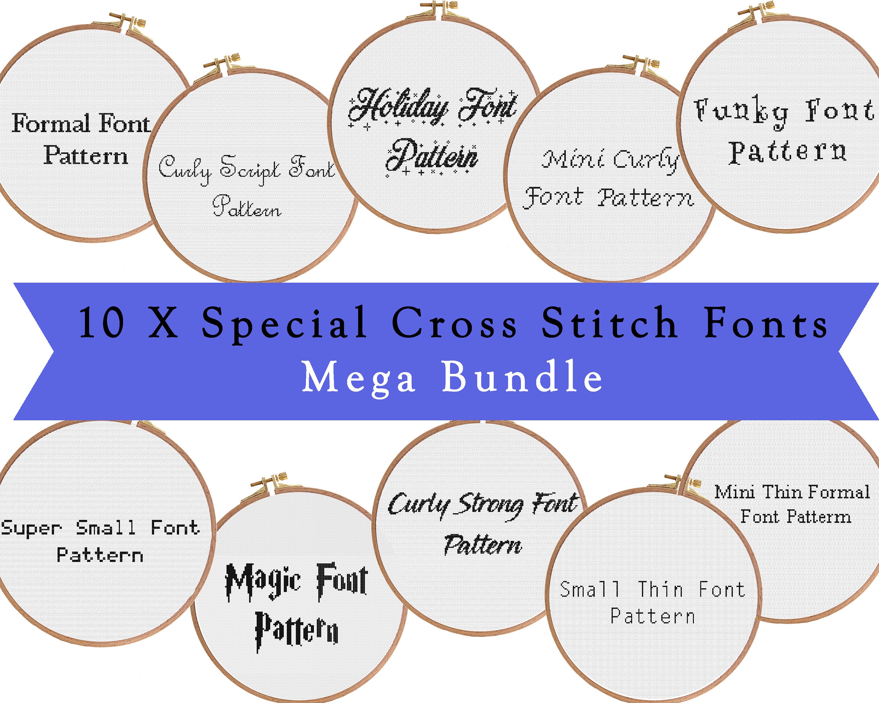 Set of 10 Cross Stitch Fonts Pattern Small Curly Fonts Etsy Canada
