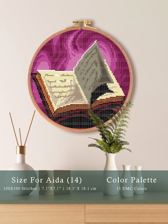 Magic Book Cross Stitch Pattern, RPG Cross Stitch Design , Wizard X Stitch , Game Stitch Pattern , Nerdy Cross Stitch , Geeky Pattern
