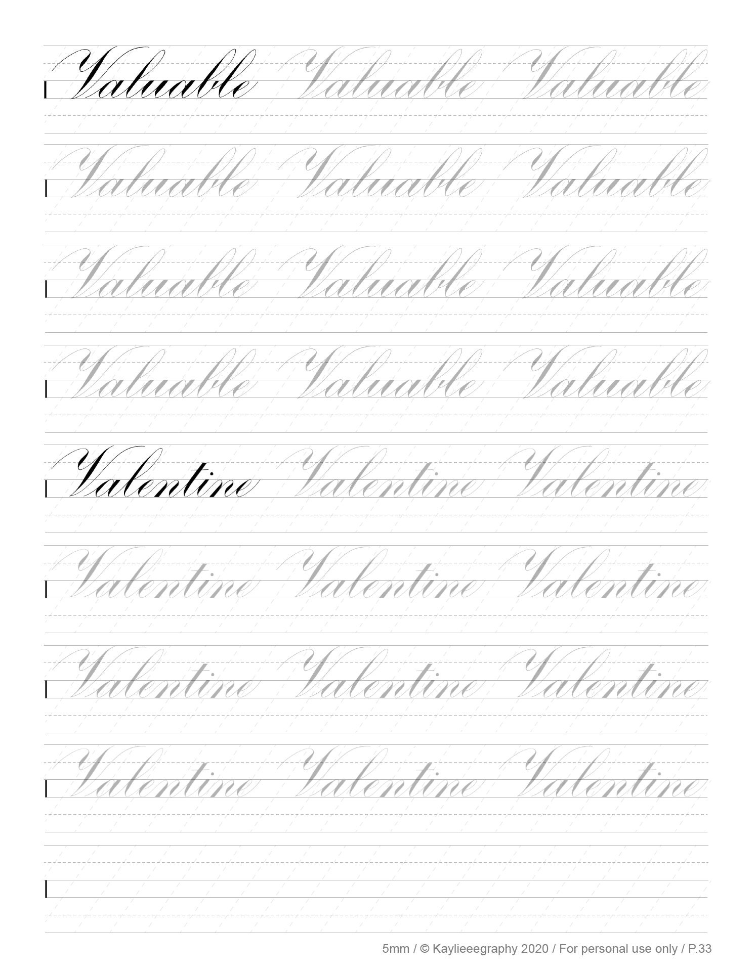 Words Practice - Copperplate Calligraphy | Pointed Pen | Brush Pen - Etsy