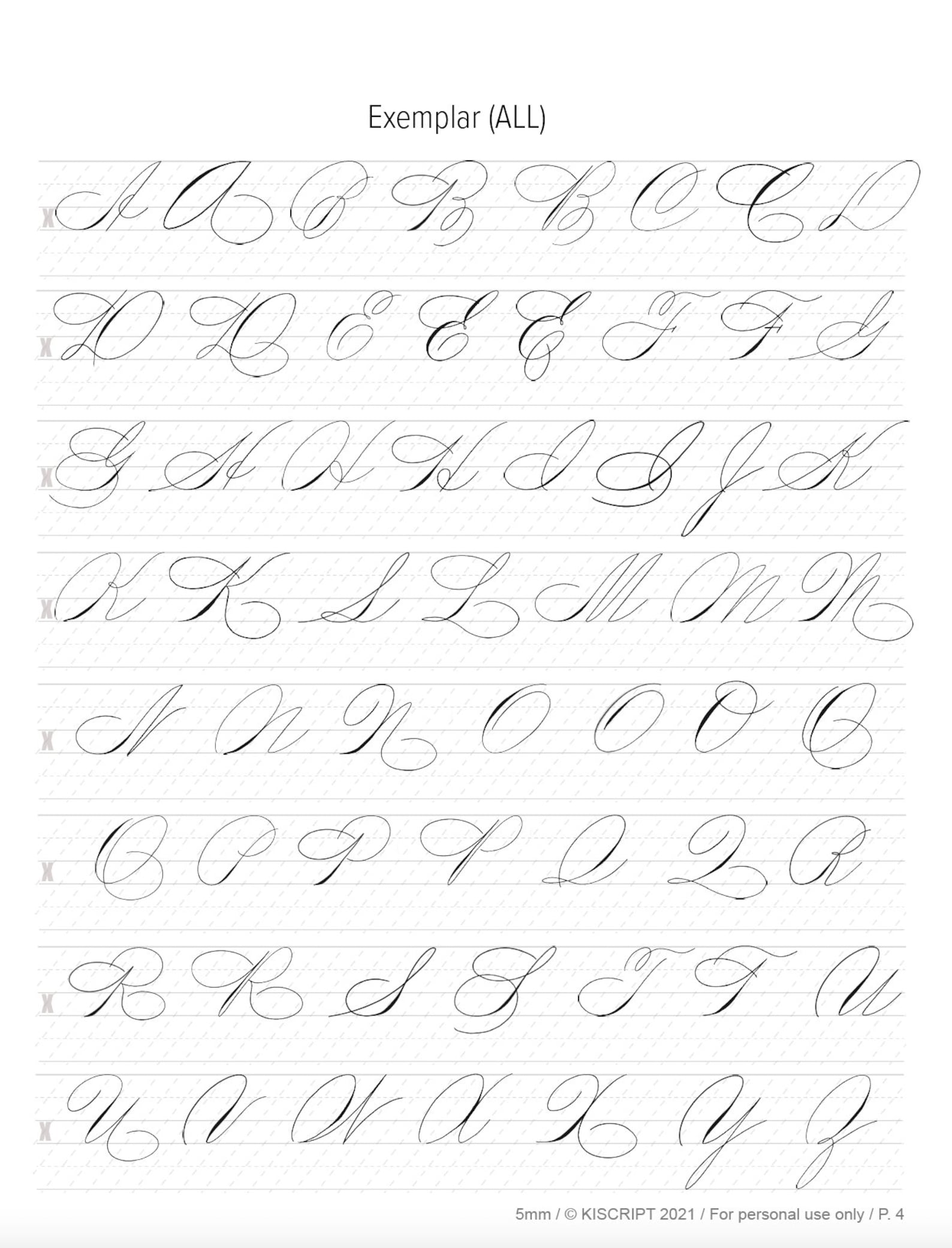 Spencerian Script Practice Sheets (uppercase) - Etsy