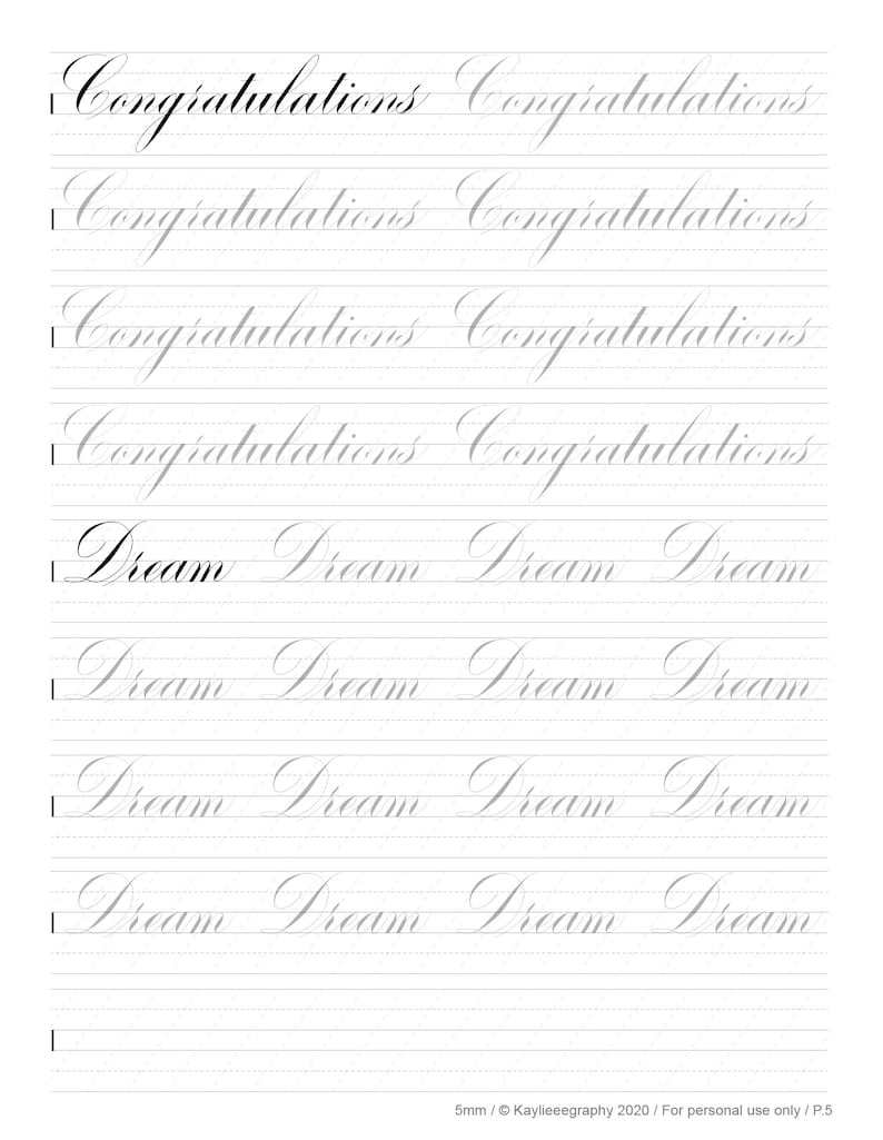 Words Practice Copperplate Calligraphy Pointed Pen Brush - Etsy