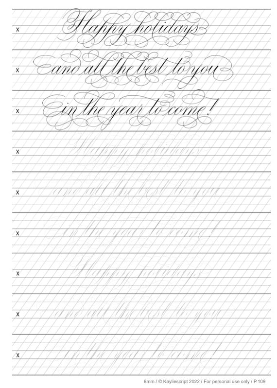 Calligraphy Practice Paper: 100 sheet pad, calligraphy style writing paper  and workbook. (Paperback)