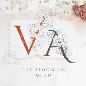 Design de logotipo de marca pré-fabricado para blog ou pequena empresa, logotipo de monograma floral, logotipo dourado, convite de casamento, logotipo de marca, letra, número