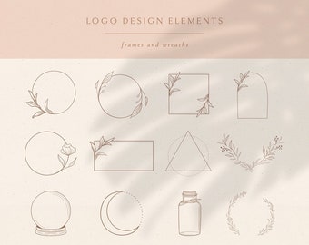 Logo Elements, Frames and Borders. Spiritual, Astrology, Crescent, Cosmos. Triangle, Circle, Round, Square, Rectangle, Dots, Capsule. Tattoo