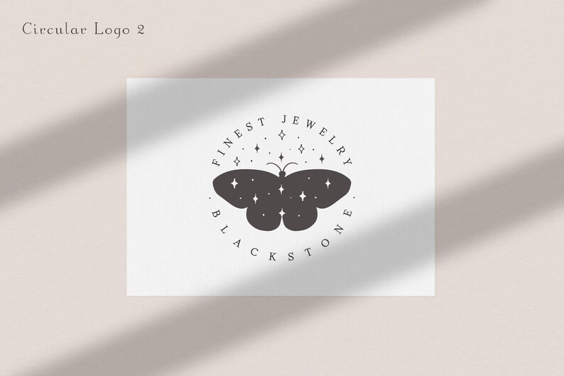 Premade Moon Butterfly Brand Logo Design for Blog or Small Business, Line Art Nature Spiritual Logo Branding, Feminine, Gemstone, Jewelry image 5