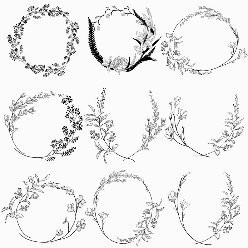 Download Geometric vector floral wreath. SVG EPS PNG. Round oval ...