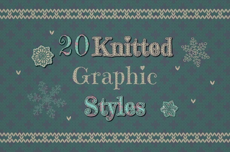 Knitted Text Effects is a Set of 20 Graphic Styles. Winter - Etsy