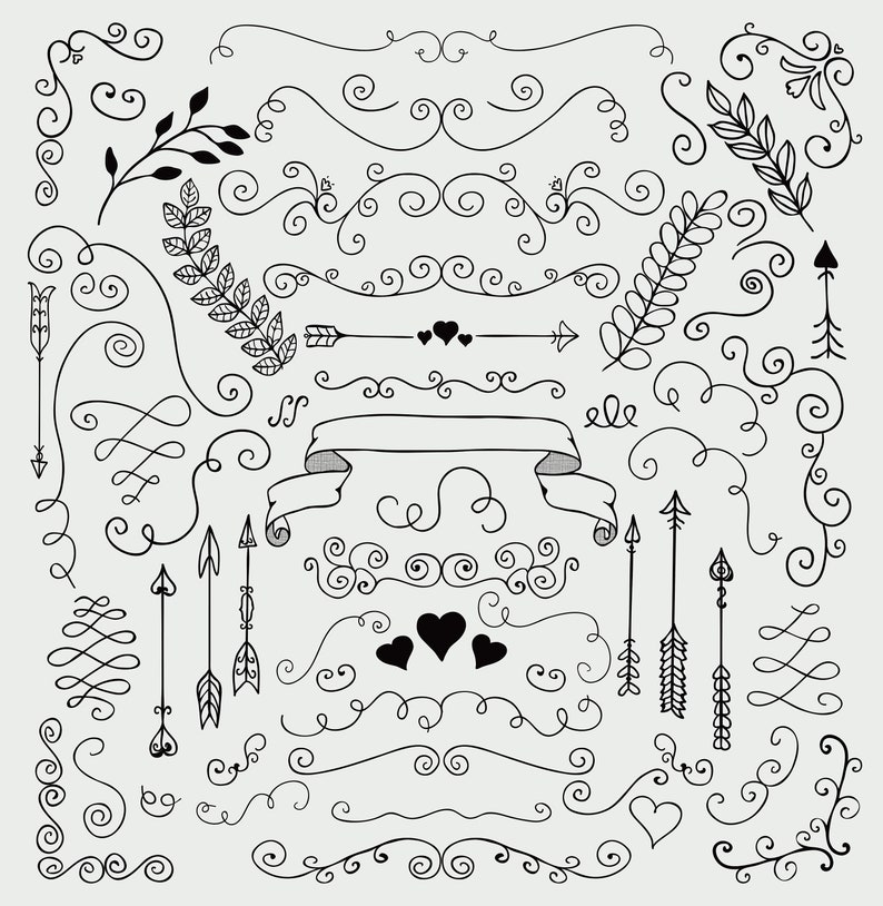 Svg Swirls Dividers Arrows Decorative Black Hand Sketched Rustic Floral Doodle Corners Design Elements Scrolls Hand Drawing Branches Art Collectibles Digital Colonialgolfhart Com