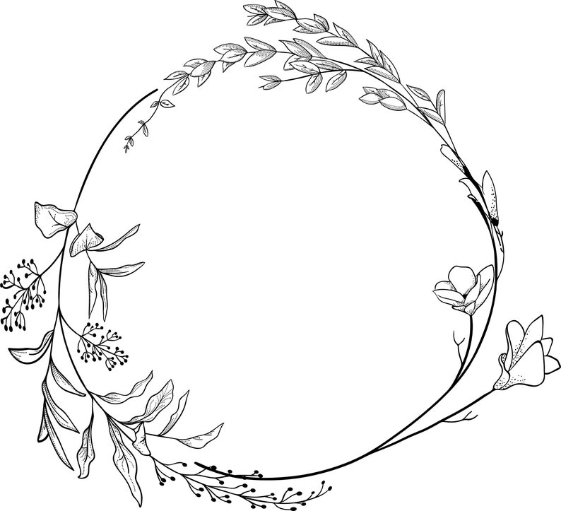 Download Geometric vector floral wreath. SVG EPS PNG. Round oval ...