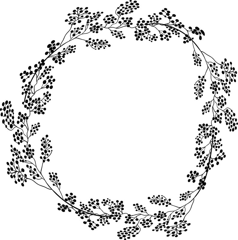 Geometric vector floral wreath. SVG EPS PNG. Round oval ...
