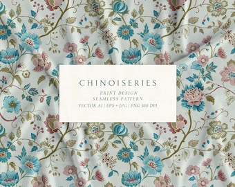 Chinese Traditional Seamless Pattern Ornament Pattern classic floral toile pattern print design Chinoiseries seamless wallpaper pattern