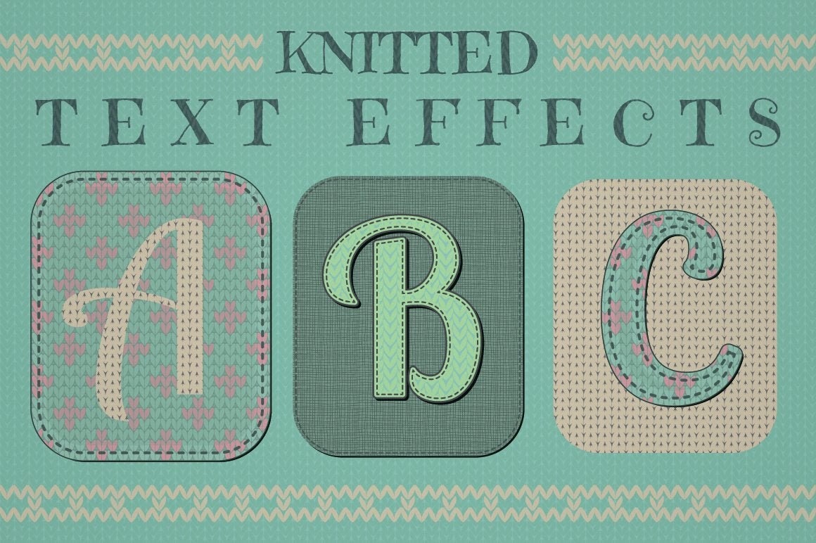 Knitted Text Effects is a Set of 20 Graphic Styles. Winter - Etsy