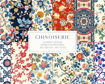 Chinese Traditional Ornament Seamless Patterns print design patterns Chinoiseries floral patterns decorative seamless wallpaper patterns