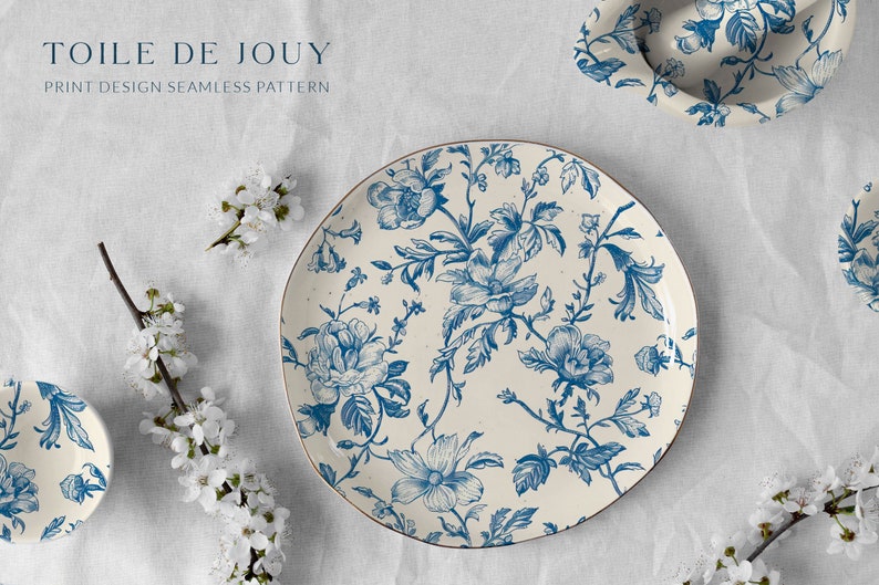 Toile De Jouy Vintage Print Design Seamless Pattern Floral French ...