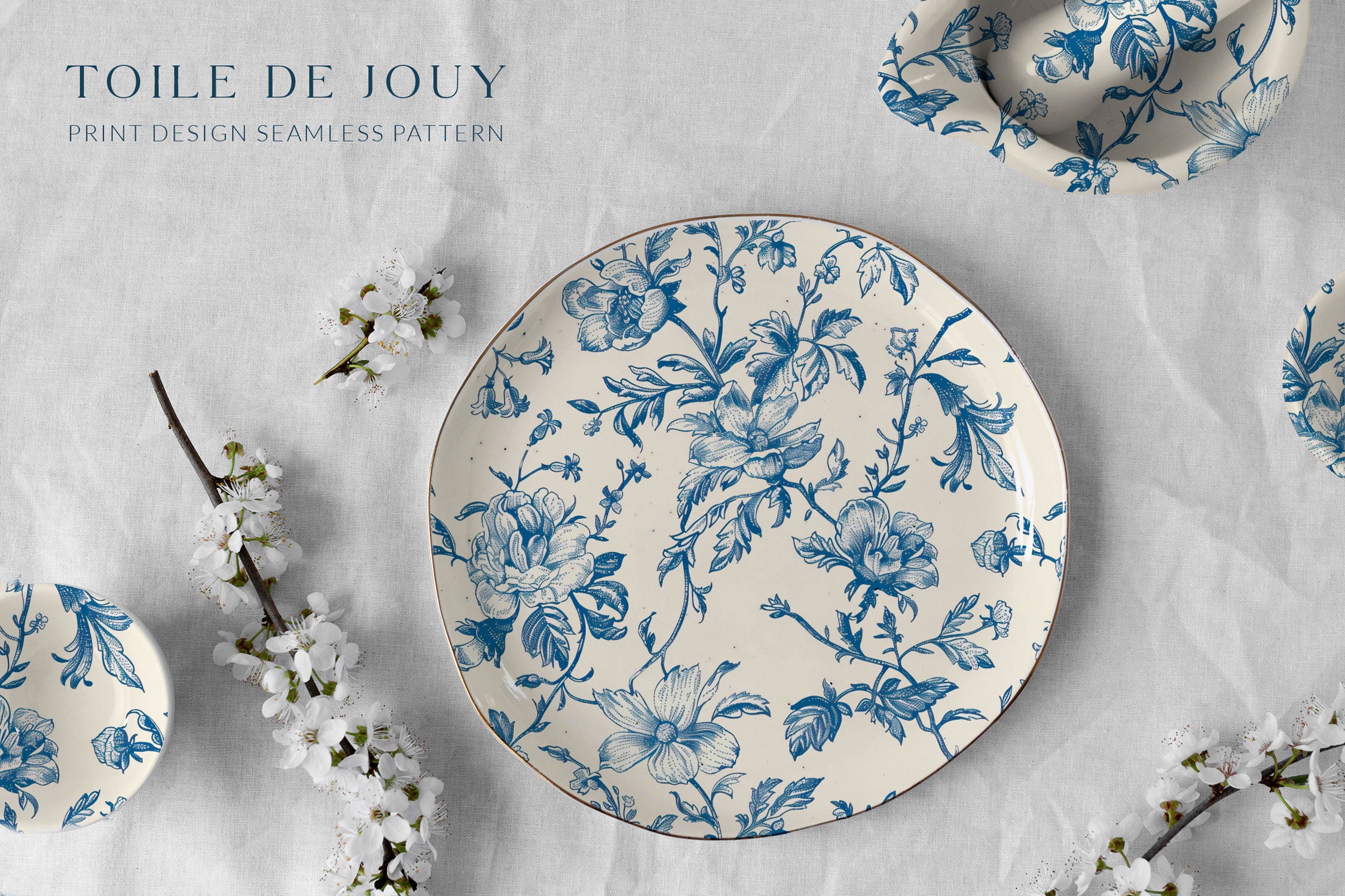 Toile De Jouy Vintage Print Design Seamless Pattern Floral French ...
