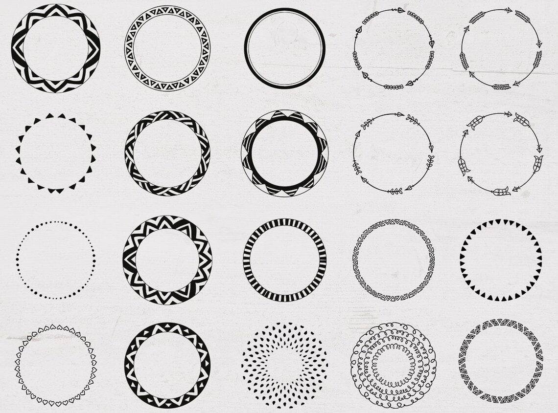 Set of 63 Hand Drawn Tribal Circles. Decorative Geometric Logo Etsy
