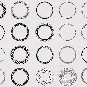 Set of 63 Hand Drawn Tribal Circles. Decorative Geometric Logo Elements ...