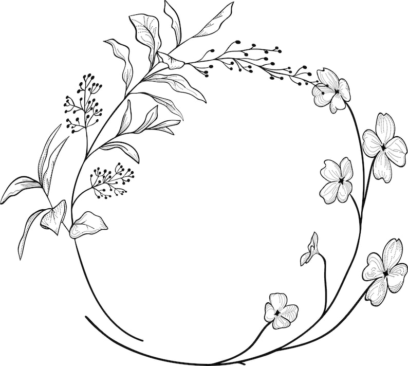 Download Geometric vector floral wreath. SVG EPS PNG. Round oval ...