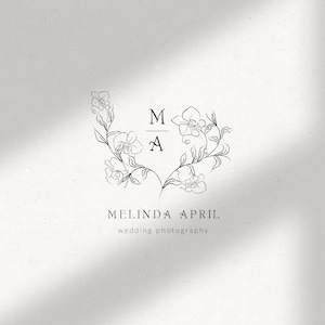 Premade Merk Logo Ontwerp voor Blog of Kleine Bedrijven, Line Art Nature Floral Logo Branding, Vrouwelijke Logo Wedding planner, handgetekend, kunst