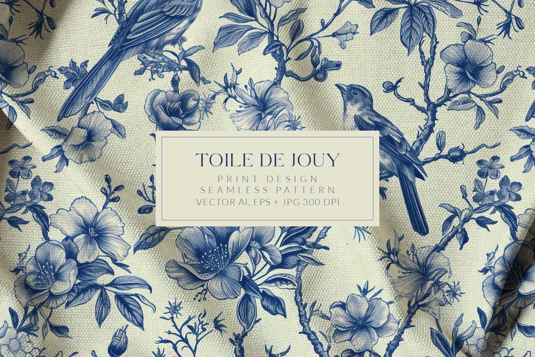 Toile De Jouy Vintage Print Design Patterns. Vector Graphics Floral ...