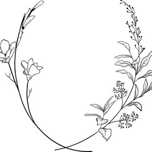 Geometric Vector Floral Wreath. SVG, EPS, PNG. Round, Oval. Hand Drawn ...